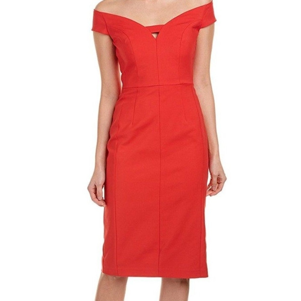 Black Halo Lust Off-the-Shoulder Sheath Dress